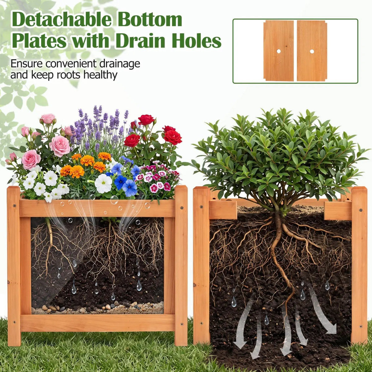 Outdoor Garden Bench with Raised Planter Box - Fir Wood by DirectDeals