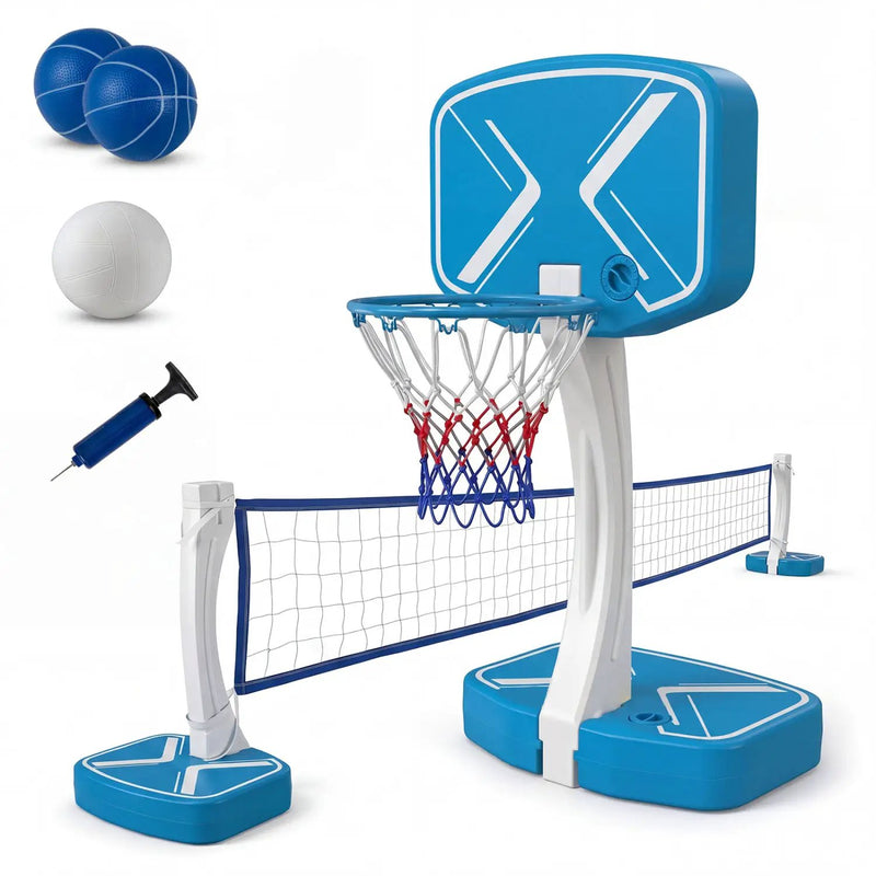 2-in-1 Pool Basketball Hoop & Volleyball Net with Weighted Base by DirectDeals