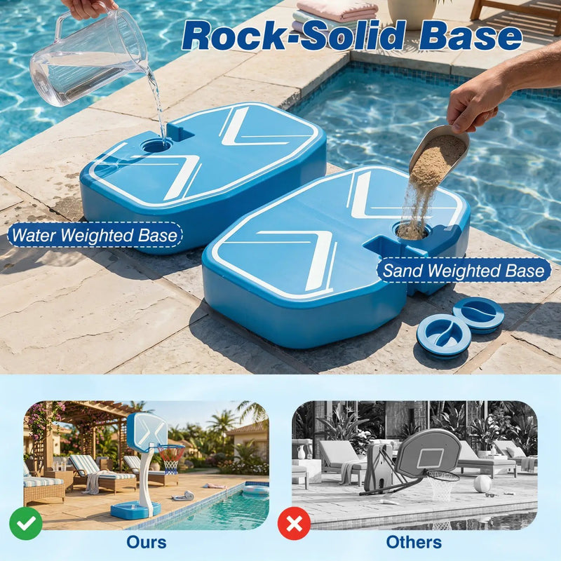 2-in-1 Pool Basketball Hoop & Volleyball Net with Weighted Base by DirectDeals