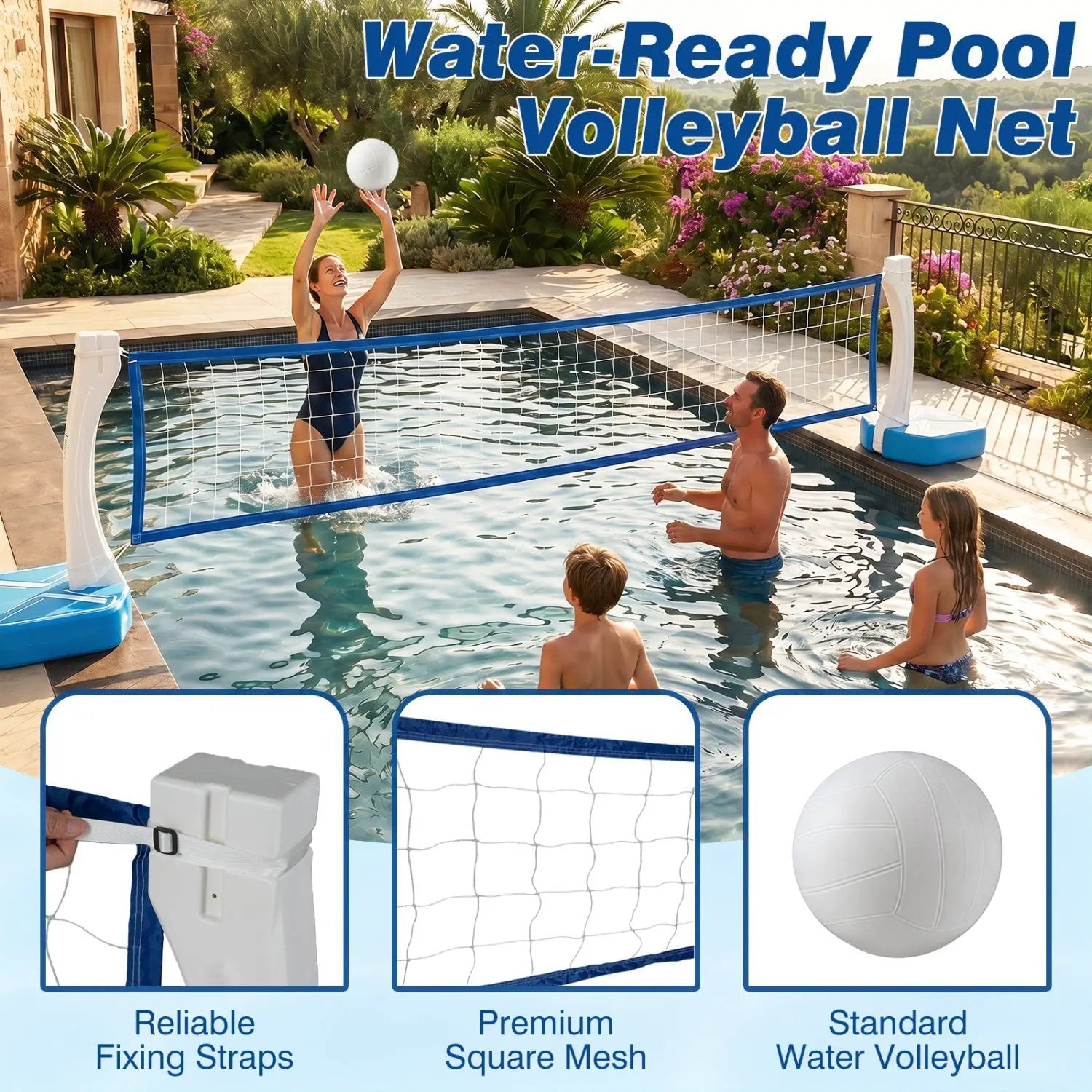 2-in-1 Pool Basketball Hoop & Volleyball Net with Weighted Base by DirectDeals
