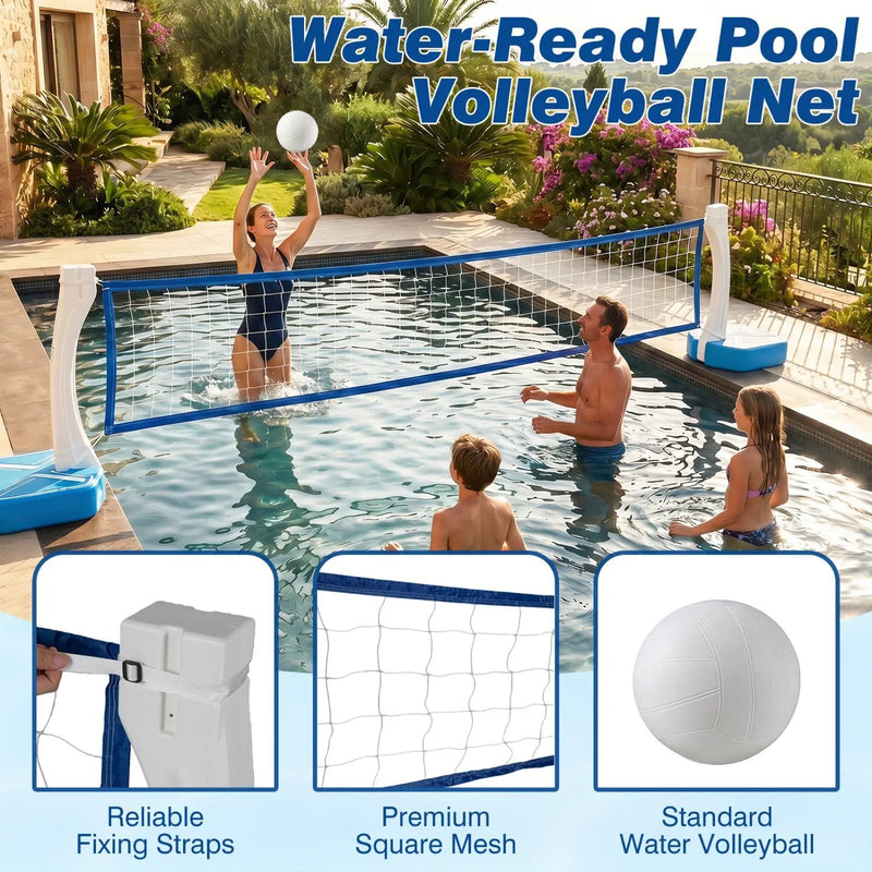 2-in-1 Pool Basketball Hoop & Volleyball Net with Weighted Base by DirectDeals