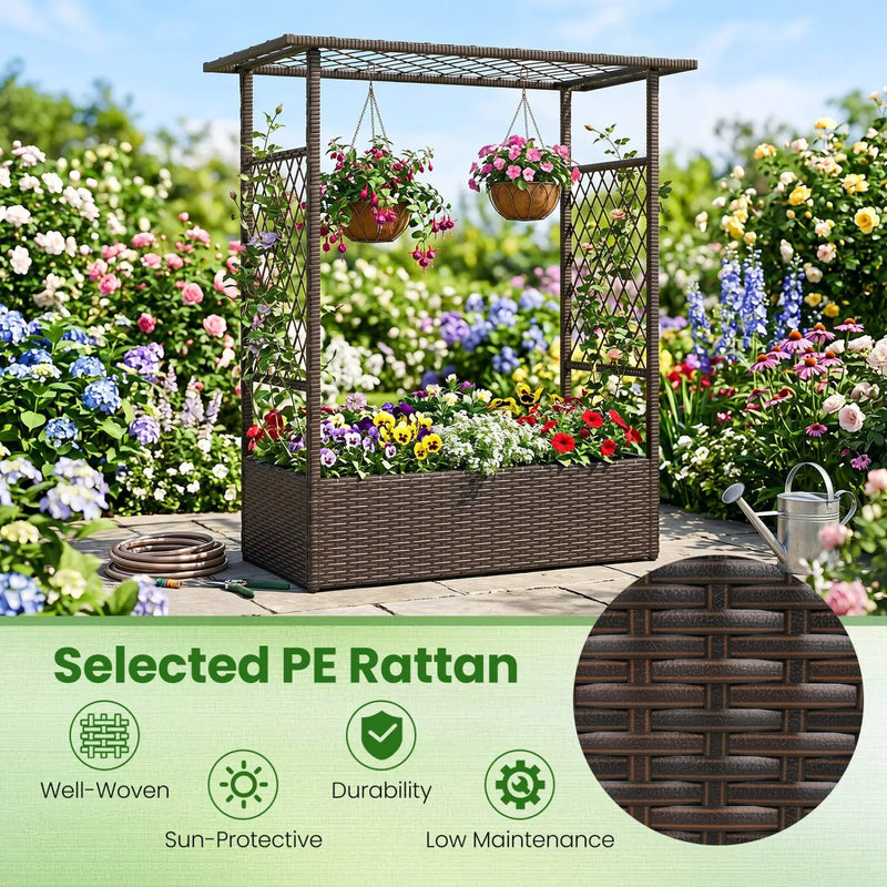 Raised Garden Bed with Hanging Roof and Trellises by DirectDeals