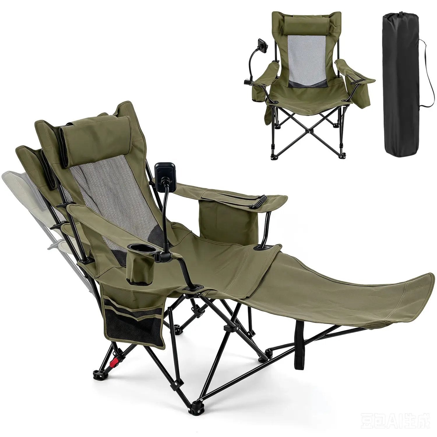 Reclining Camping Chair with Adjustable Backrest & Footrest by DirectDeals