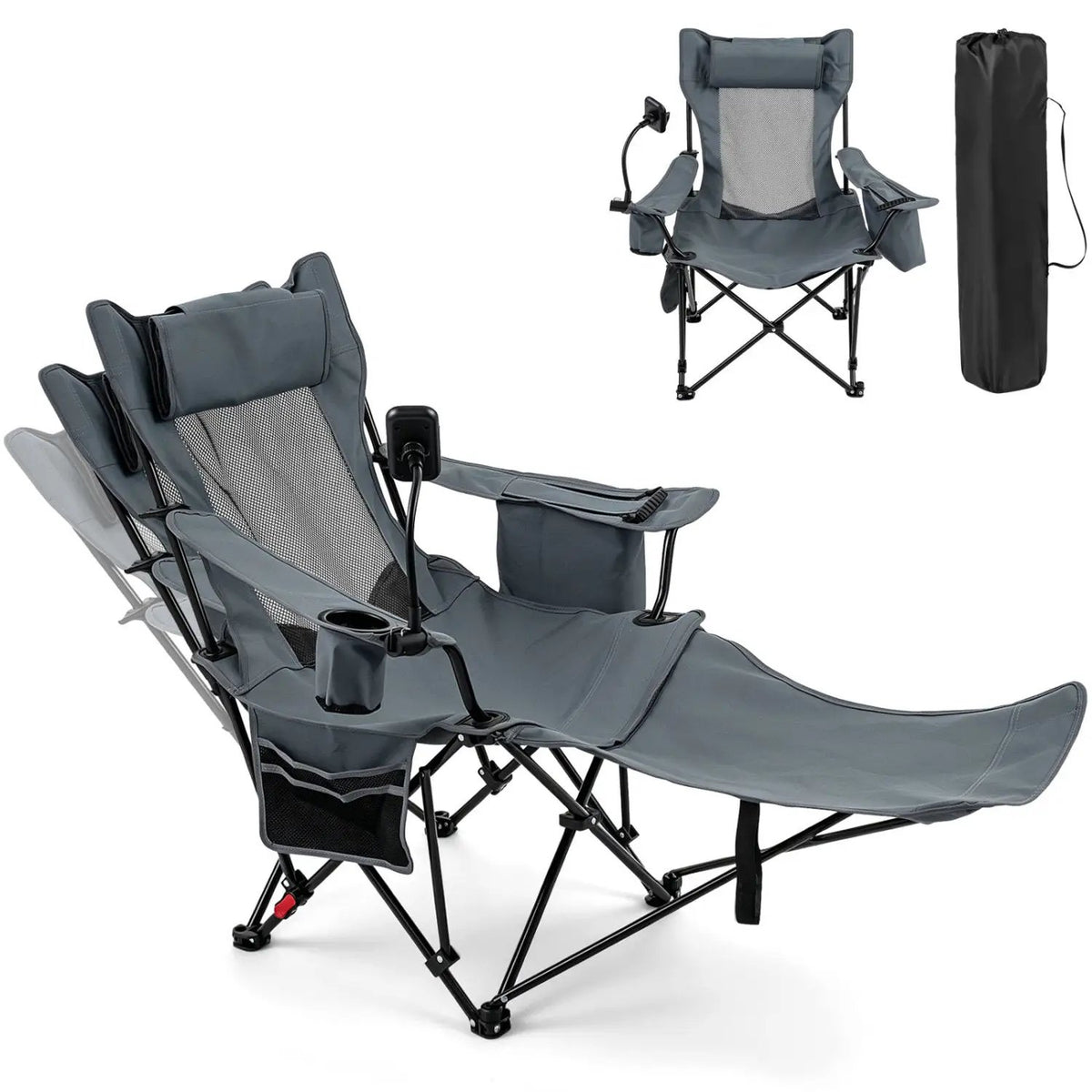 Reclining Camping Chair with Adjustable Backrest & Footrest by DirectDeals