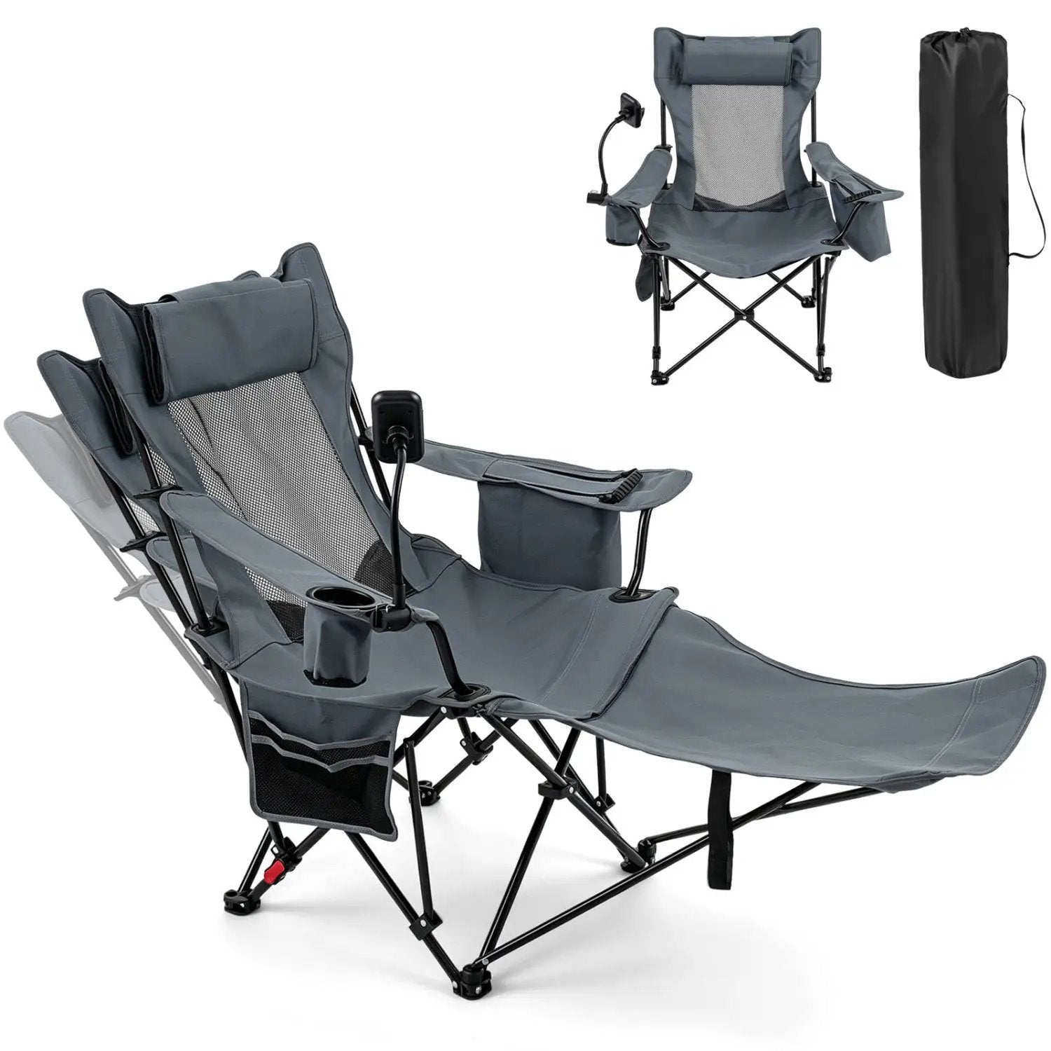 Reclining Camping Chair with Adjustable Backrest & Footrest by DirectDeals