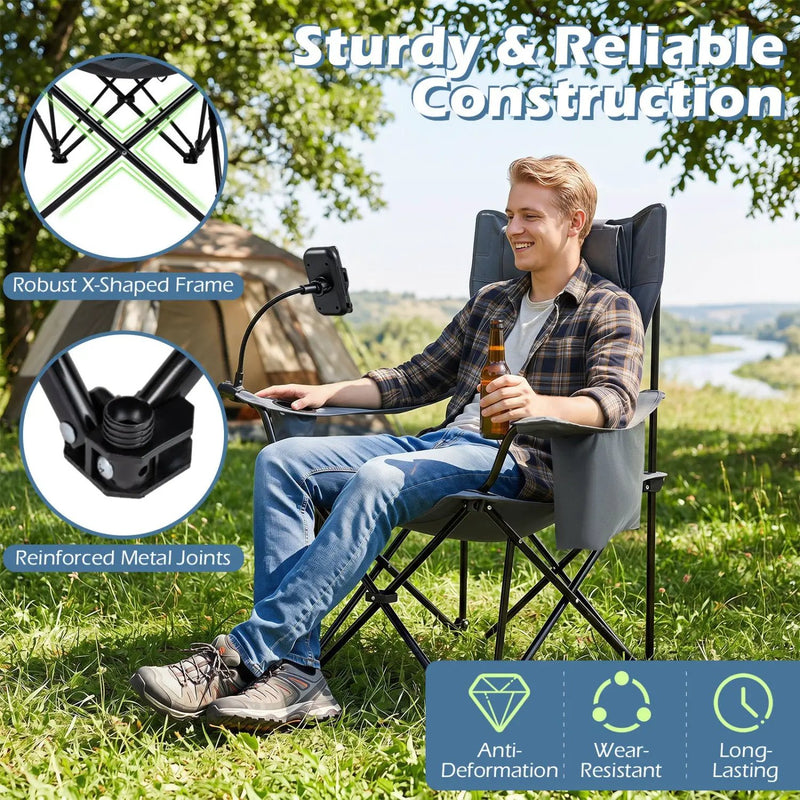 Reclining Camping Chair with Adjustable Backrest & Footrest by DirectDeals