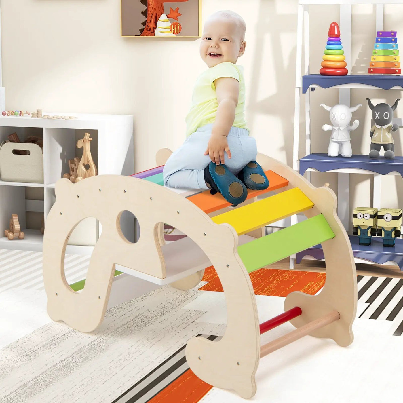 2-in-1 Rocking Horse Arch for Kids Montessori Climbing Toys with Arch Climber by DirectDeals