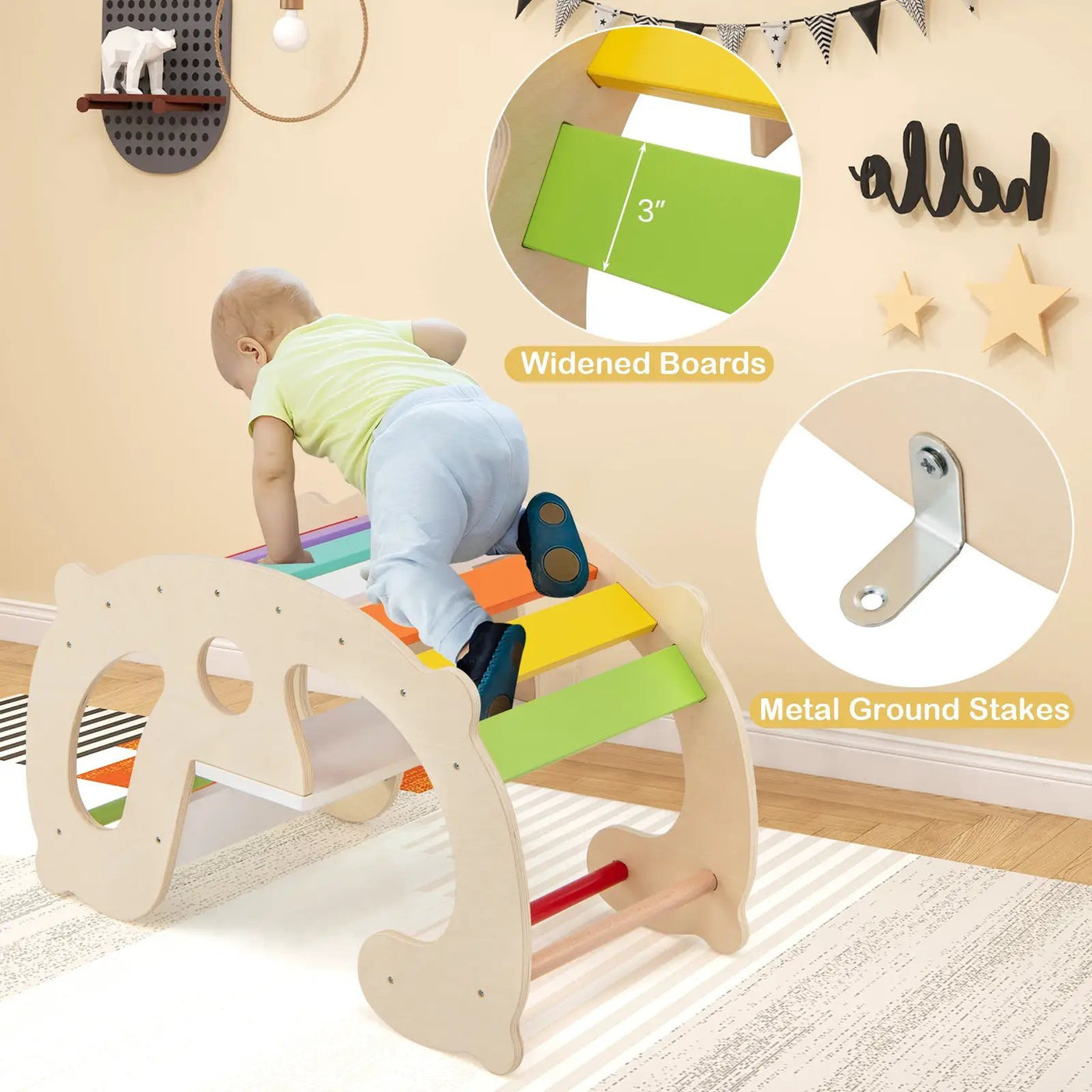 2-in-1 Rocking Horse Arch for Kids Montessori Climbing Toys with Arch Climber by DirectDeals