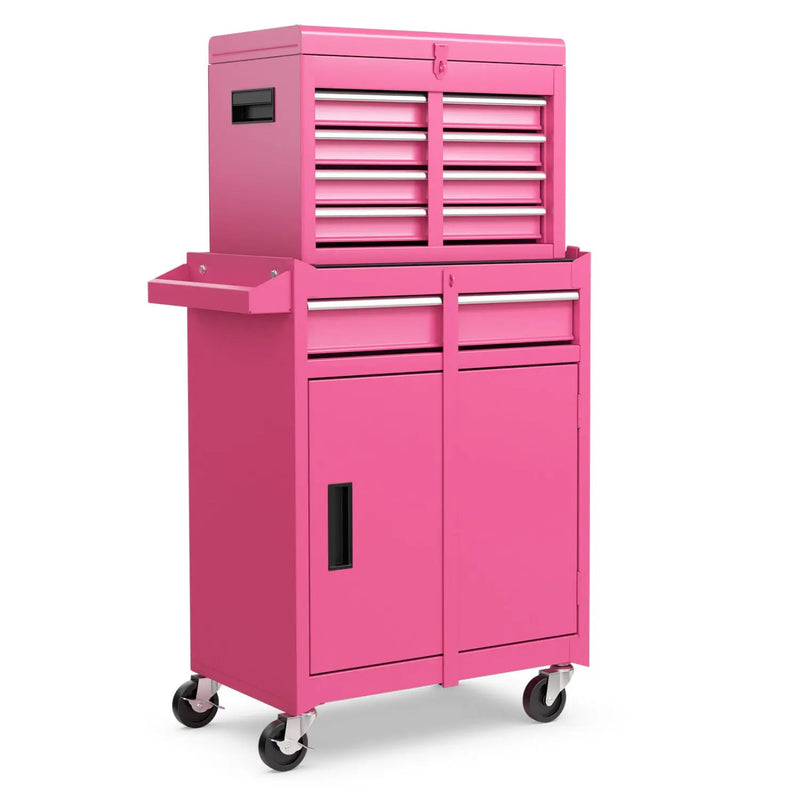 2-in-1 Tool Chest and Cabinet with 5 Sliding Drawers-Black by DirectDeals