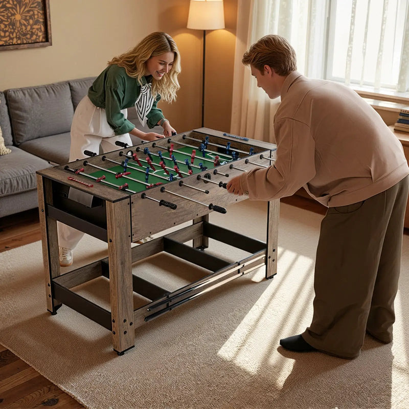 2-in-1 Swivel Foosball and Pool Combo Game Table -Natural by DirectDeals