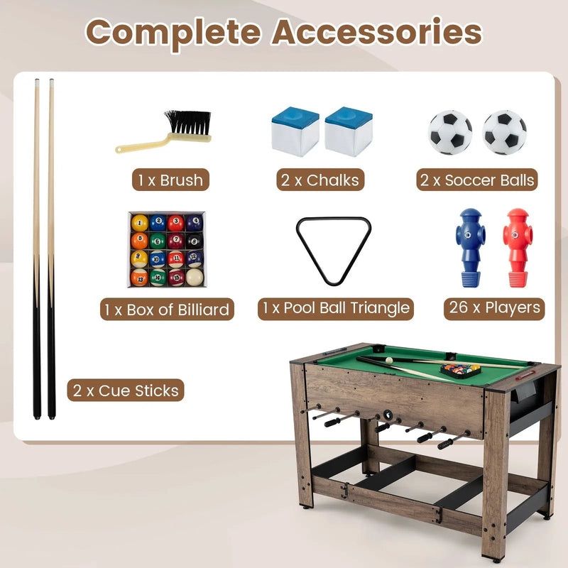 2-in-1 Swivel Foosball and Pool Combo Game Table -Natural by DirectDeals