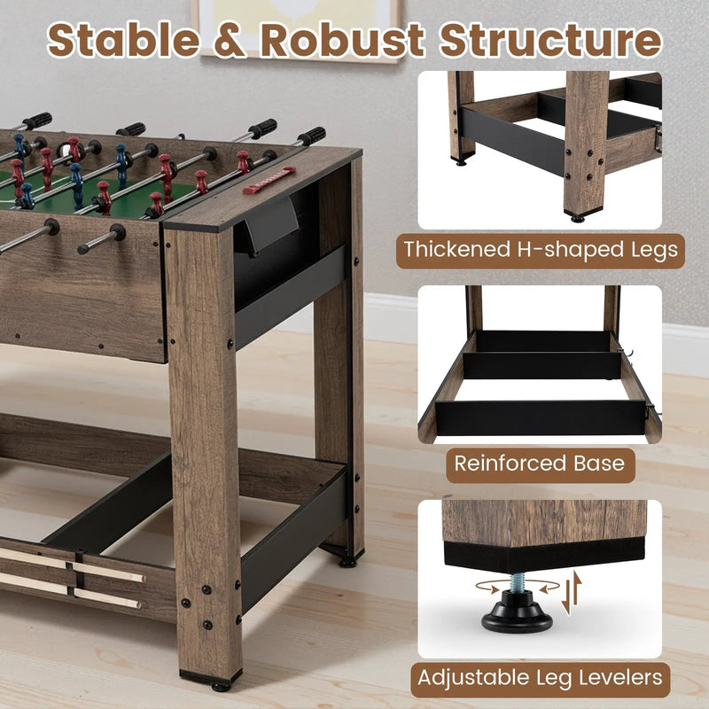2-in-1 Swivel Foosball and Pool Combo Game Table -Natural by DirectDeals