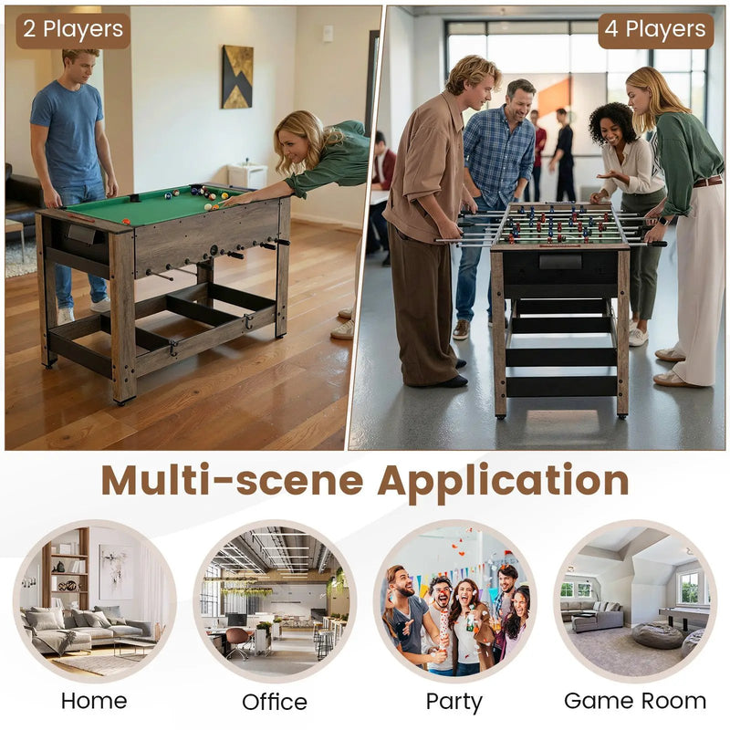 2-in-1 Swivel Foosball and Pool Combo Game Table -Natural by DirectDeals