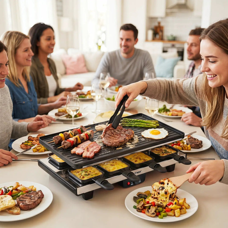 Raclette Grill with Reversible Nonstick Griddle for 8 by DirectDeals