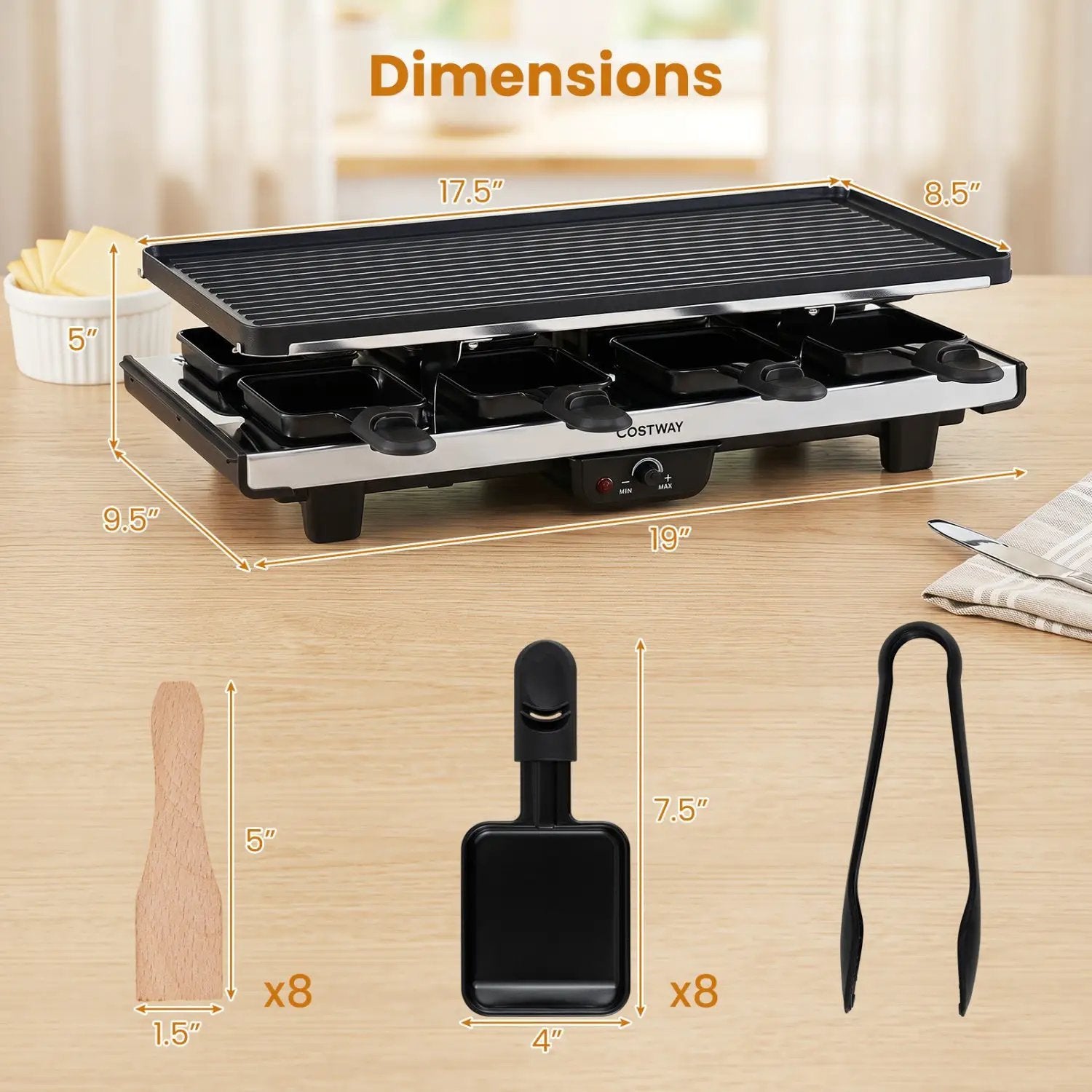 Raclette Grill with Reversible Nonstick Griddle for 8 by DirectDeals