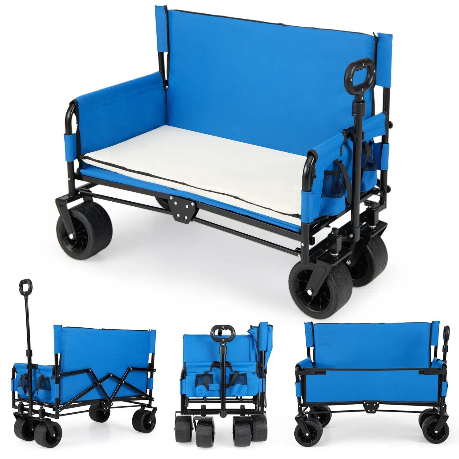 2-in-1 Collapsible Wagon Bench Seat with Adjustable Handle by DirectDeals