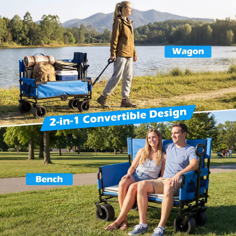 2-in-1 Collapsible Wagon Bench Seat with Adjustable Handle by DirectDeals