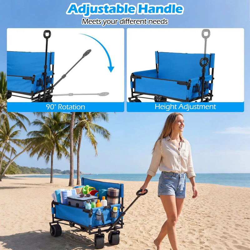 2-in-1 Collapsible Wagon Bench Seat with Adjustable Handle by DirectDeals