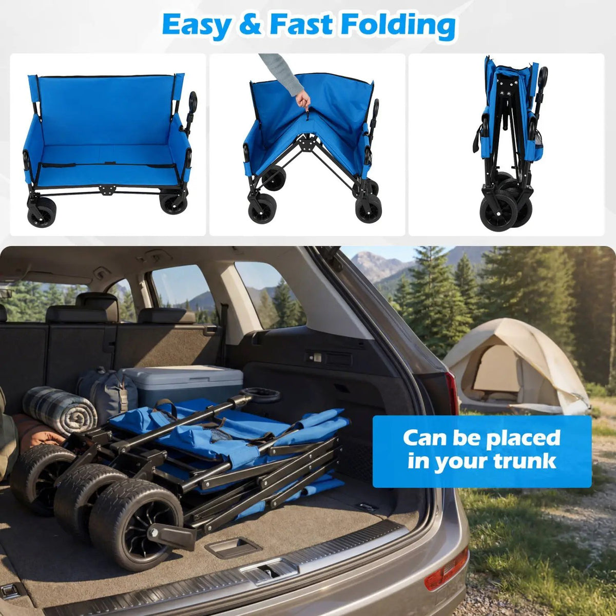 2-in-1 Collapsible Wagon Bench Seat with Adjustable Handle by DirectDeals