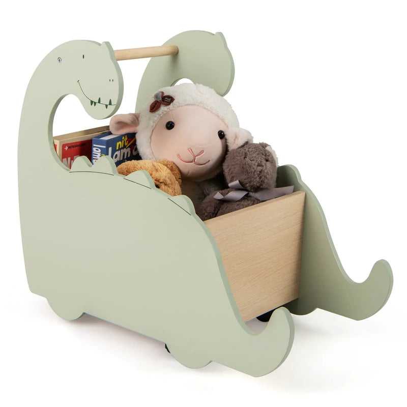2 in 1 Wooden Baby Push Walker with Pine Wood Handle-Green by DirectDeals