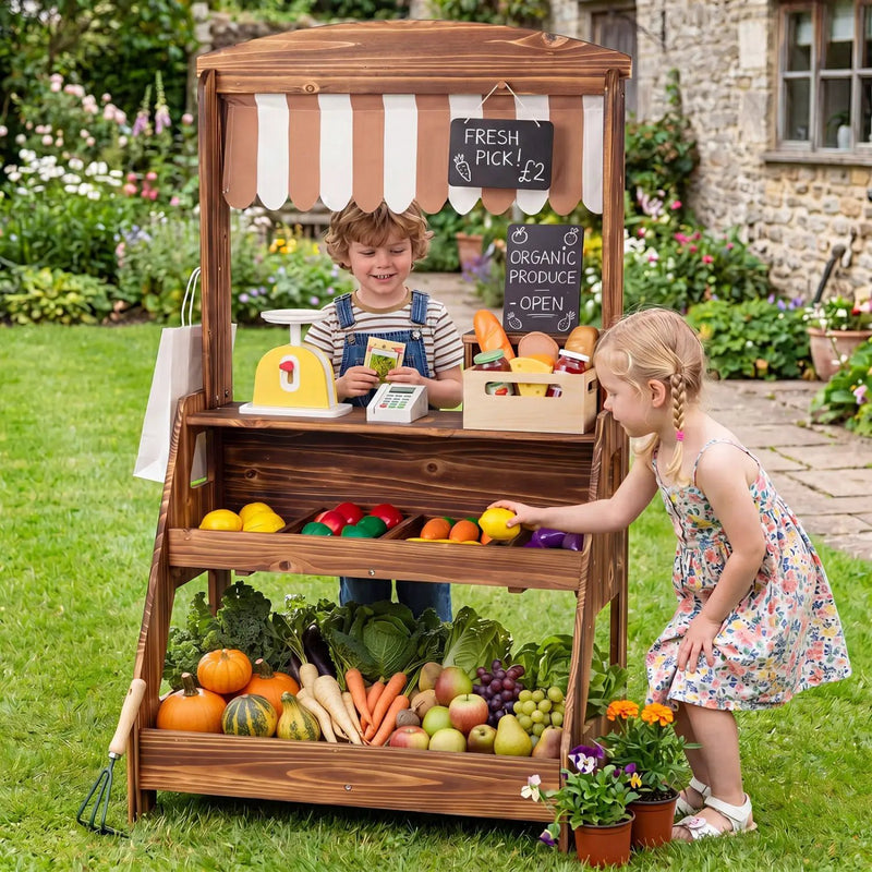 2-in-1 Wooden Mud Kitchen & Market Stand with Planter Box by DirectDeals