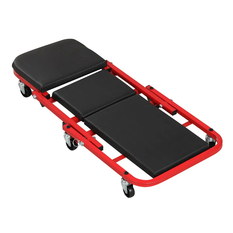 2-in-1 Z-Shaped Rolling Garage Stool 36" Folding Flat Automotive Creeper-Red by DirectDeals