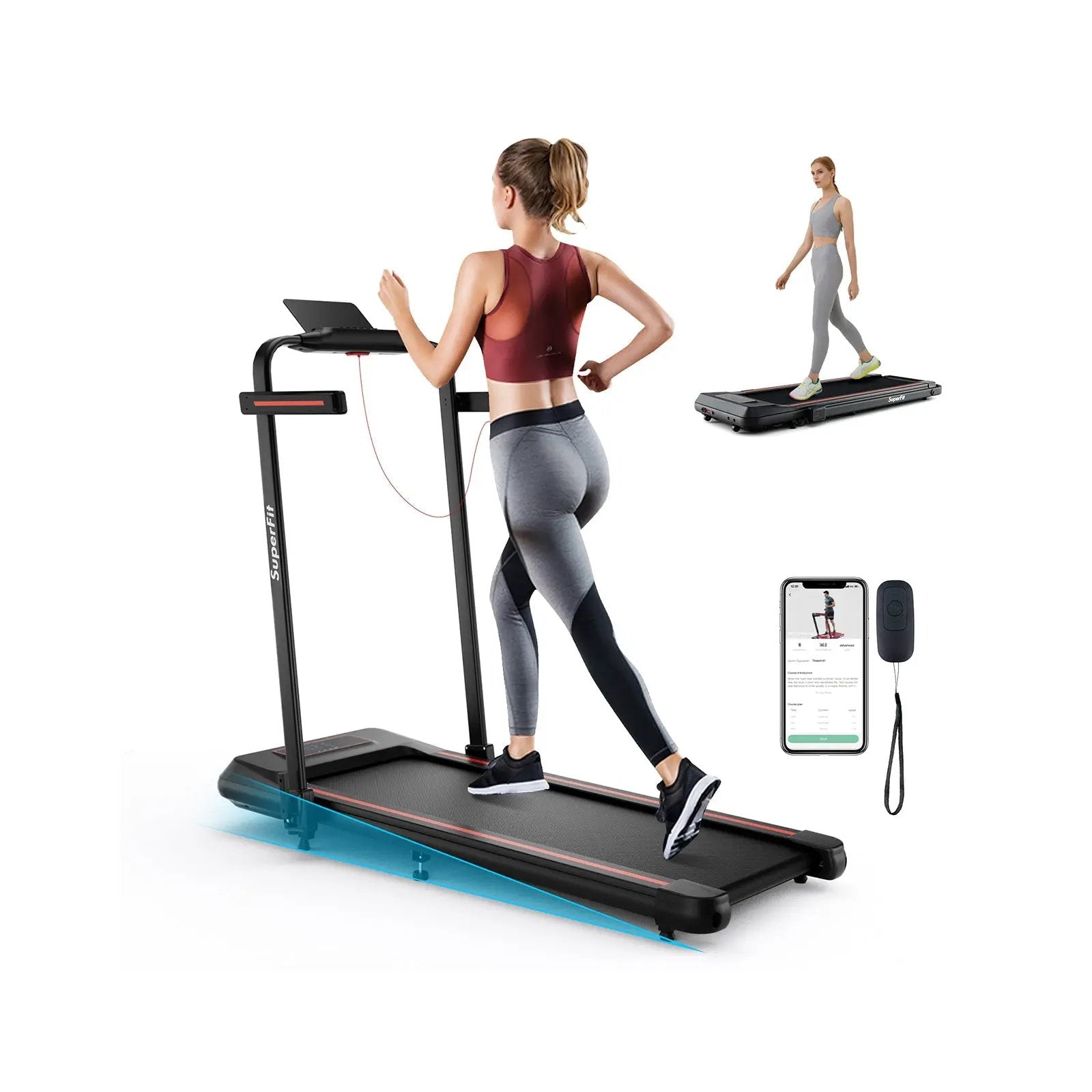 2 in 1 Folding Treadmill with Incline with Remote Control by DirectDeals