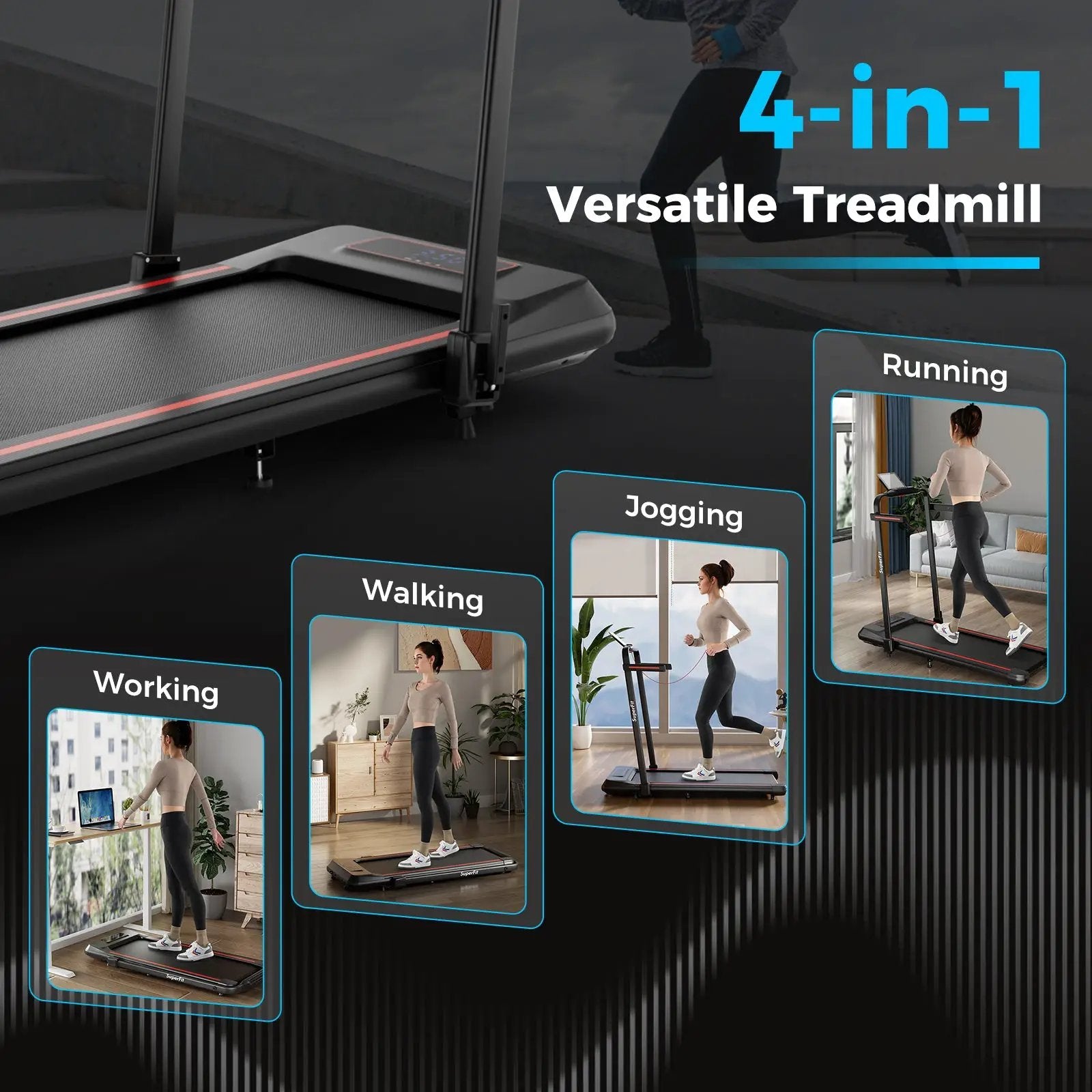 2 in 1 Folding Treadmill with Incline with Remote Control by DirectDeals