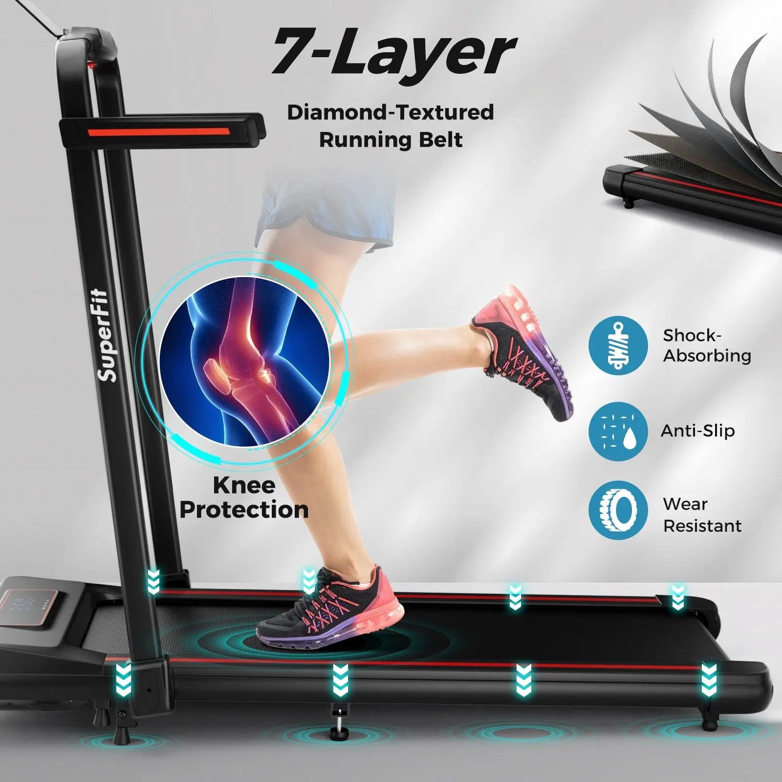 2 in 1 Folding Treadmill with Incline with Remote Control by DirectDeals