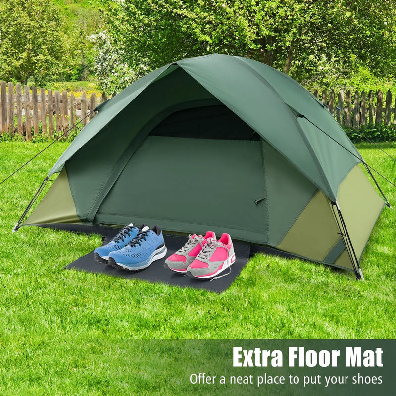 2-person Camping Tent w/ Removable Rain Fly and Double-layer Door-Green by DirectDeals