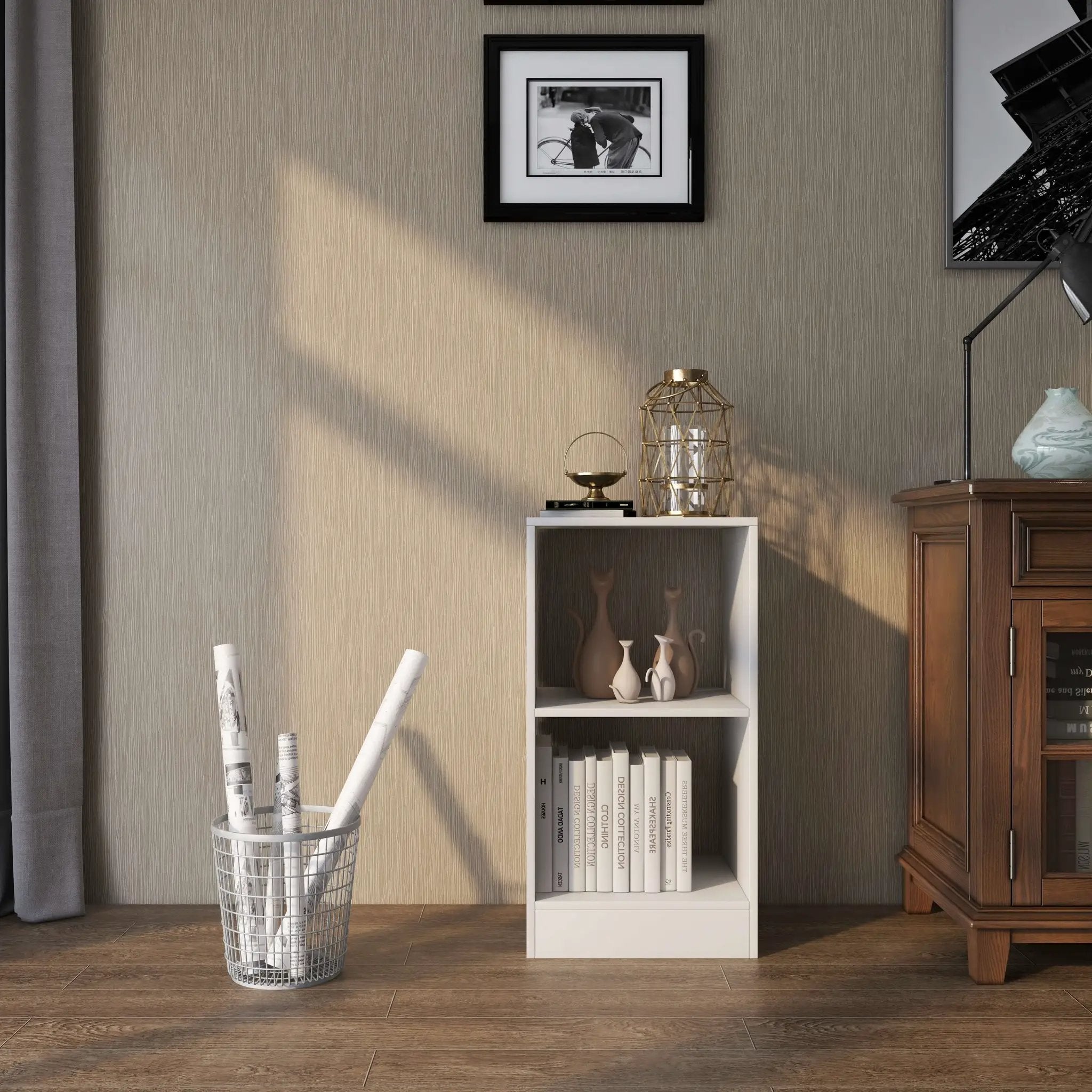 2 Pieces 2-tier Bookcase Set with Anti-toppling Device by DirectDeals