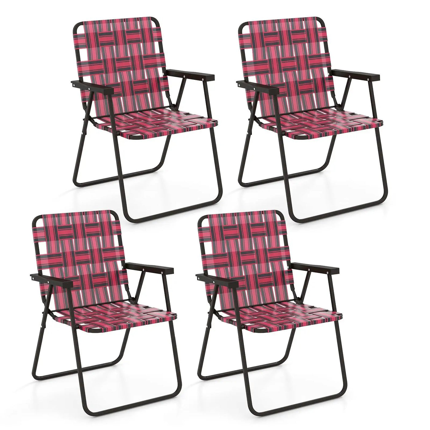 4 Pieces Folding Beach Chair Camping Lawn Webbing Chair by DirectDeals
