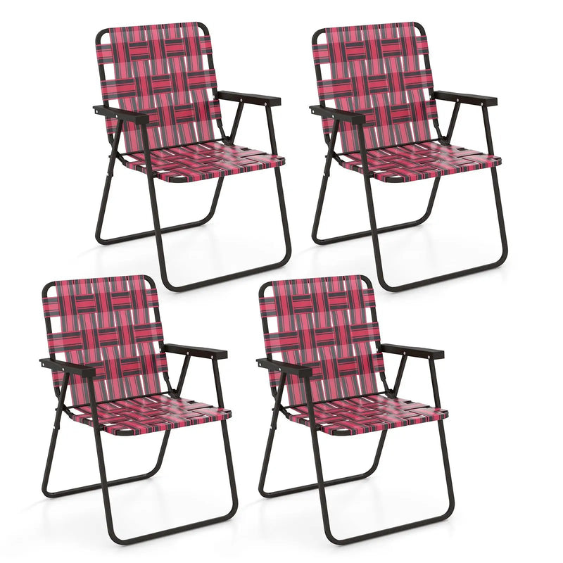 4 Pieces Folding Beach Chair Camping Lawn Webbing Chair by DirectDeals