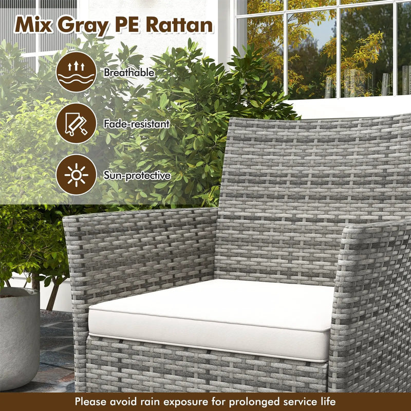 2 Pieces Outdoor PE Rattan Armchairs with Cozy Seat Cushions-White by DirectDeals