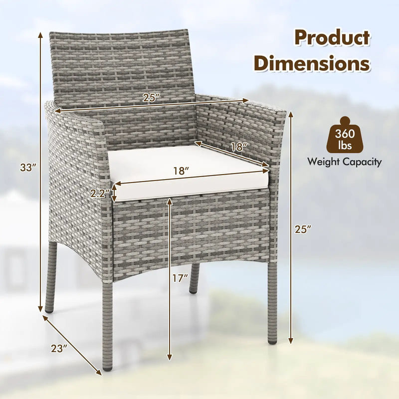 2 Pieces Outdoor PE Rattan Armchairs with Cozy Seat Cushions-White by DirectDeals