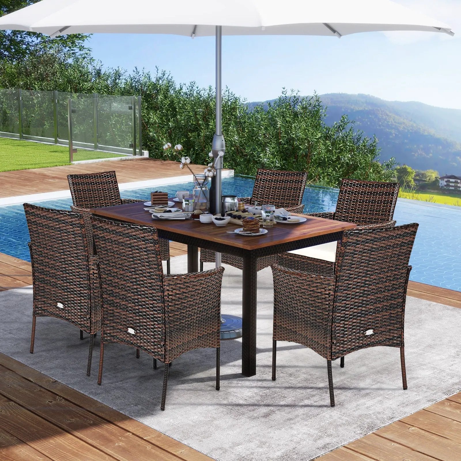 2 Pieces Outdoor PE Rattan Armchairs with Removable Cushions by DirectDeals