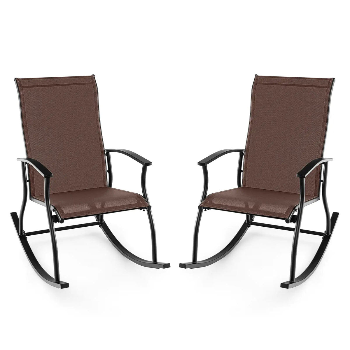 2 Pieces Outdoor Rocking Chairs with Breathable Backrest by DirectDeals