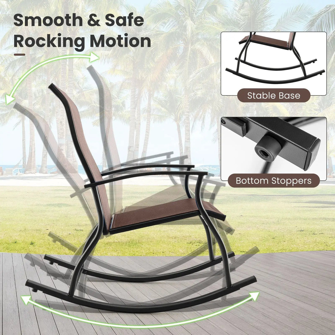 2 Pieces Outdoor Rocking Chairs with Breathable Backrest by DirectDeals