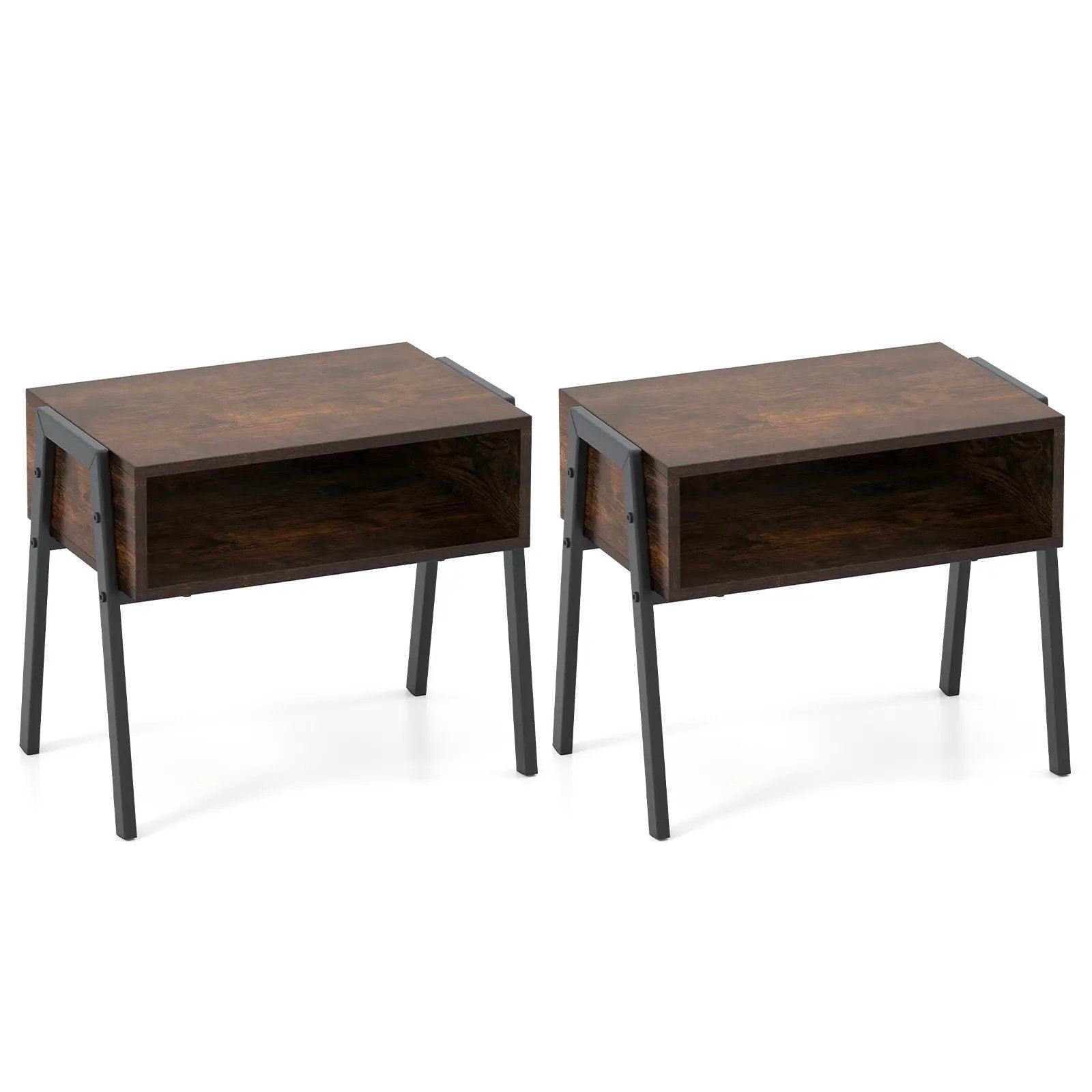 2 Pieces Stackable Night Stand Bedside End Table Set by DirectDeals