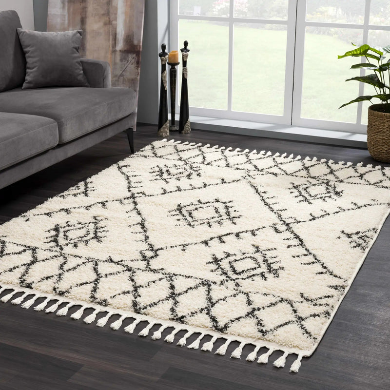Emlenton Berber Shag with Tassels - Clearance by Boutique Rugs