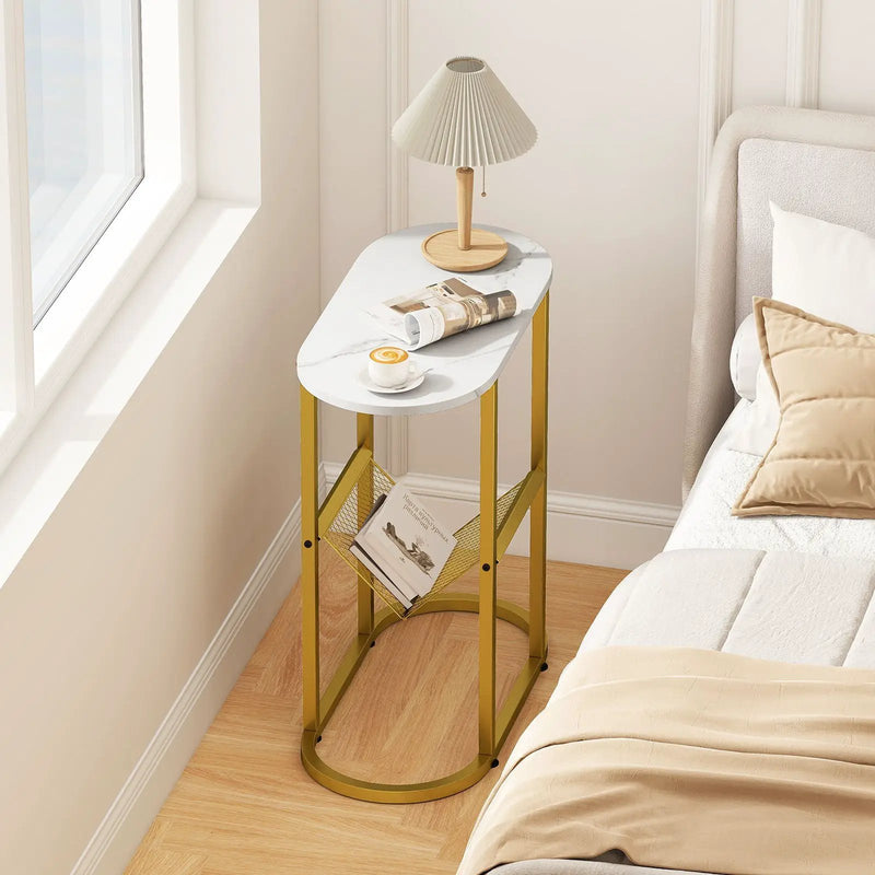 2-tier Oval Narrow Bedside End Table by DirectDeals