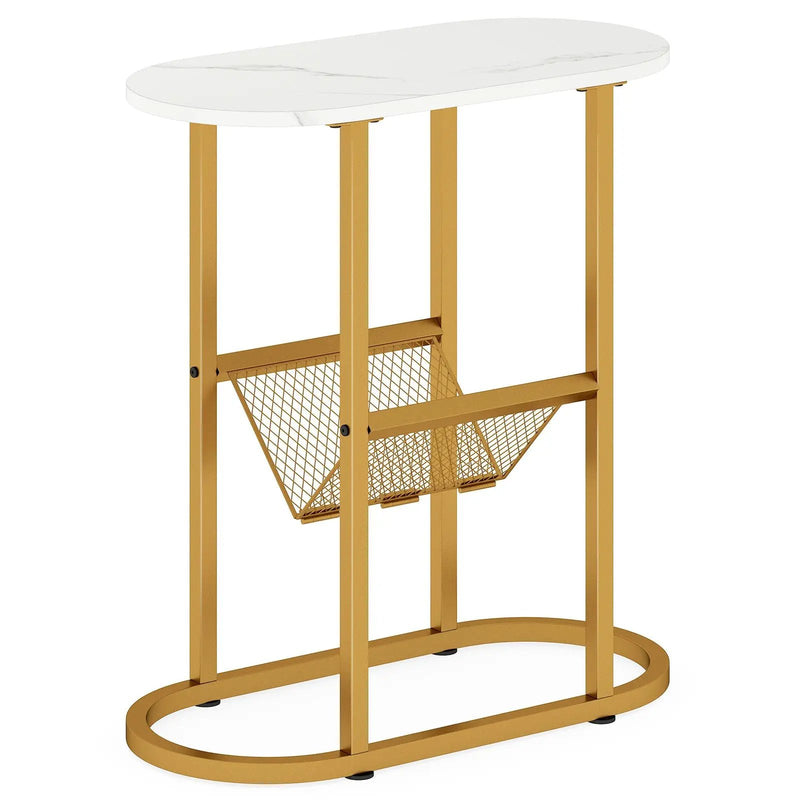 2-tier Oval Narrow Bedside End Table by DirectDeals