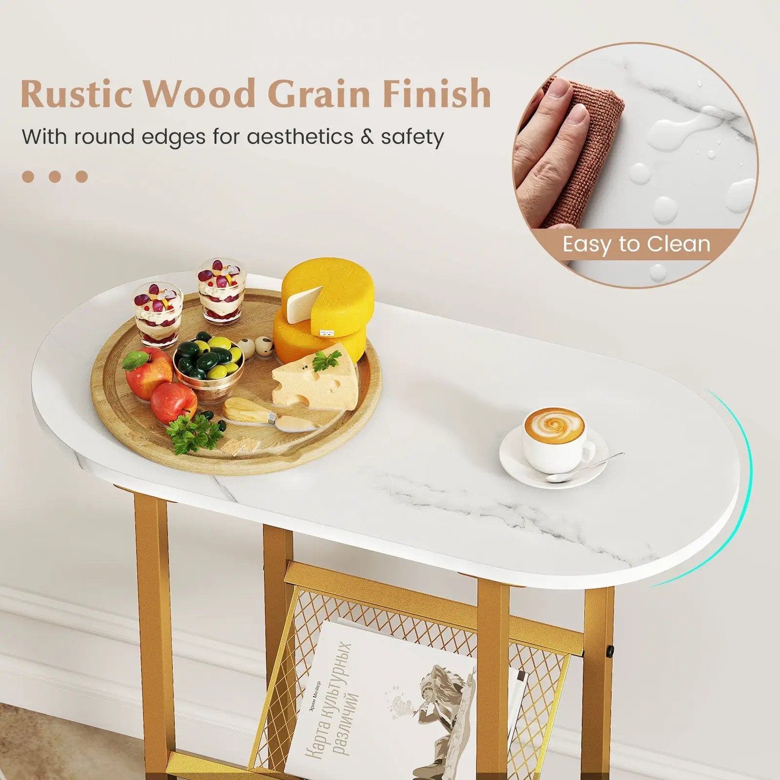 2-tier Oval Narrow Bedside End Table by DirectDeals