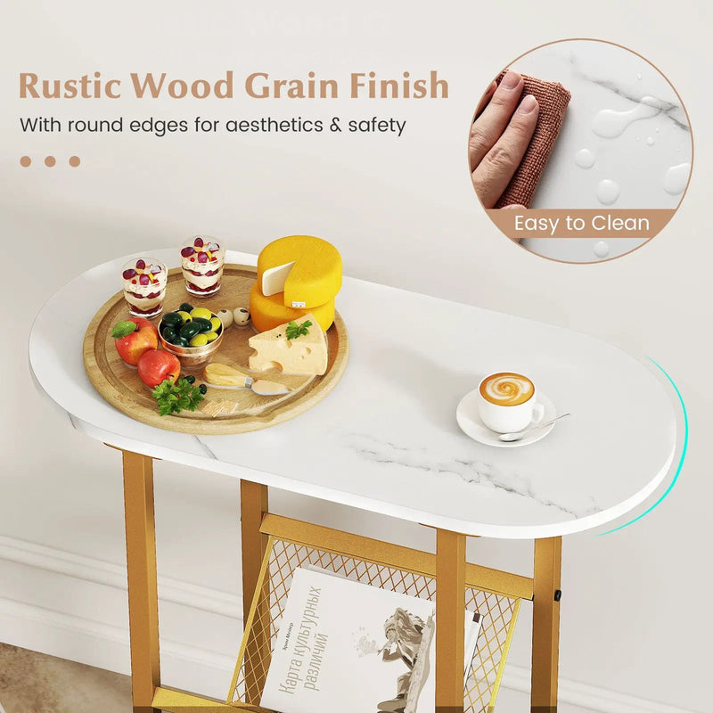 2-tier Oval Narrow Bedside End Table by DirectDeals