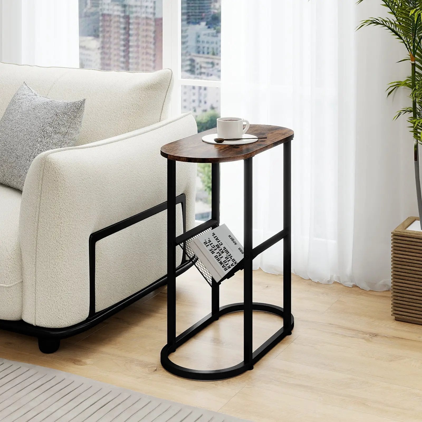 2-tier Oval Narrow Bedside End Table by DirectDeals