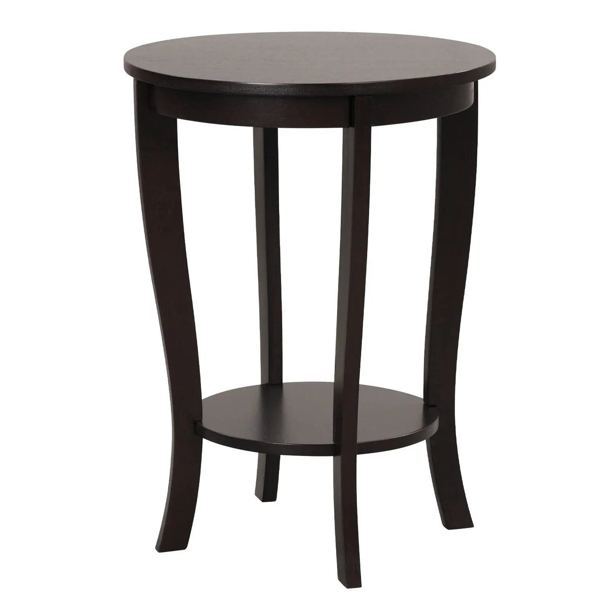2-tier Round End Table with Solid Wood Legs by DirectDeals