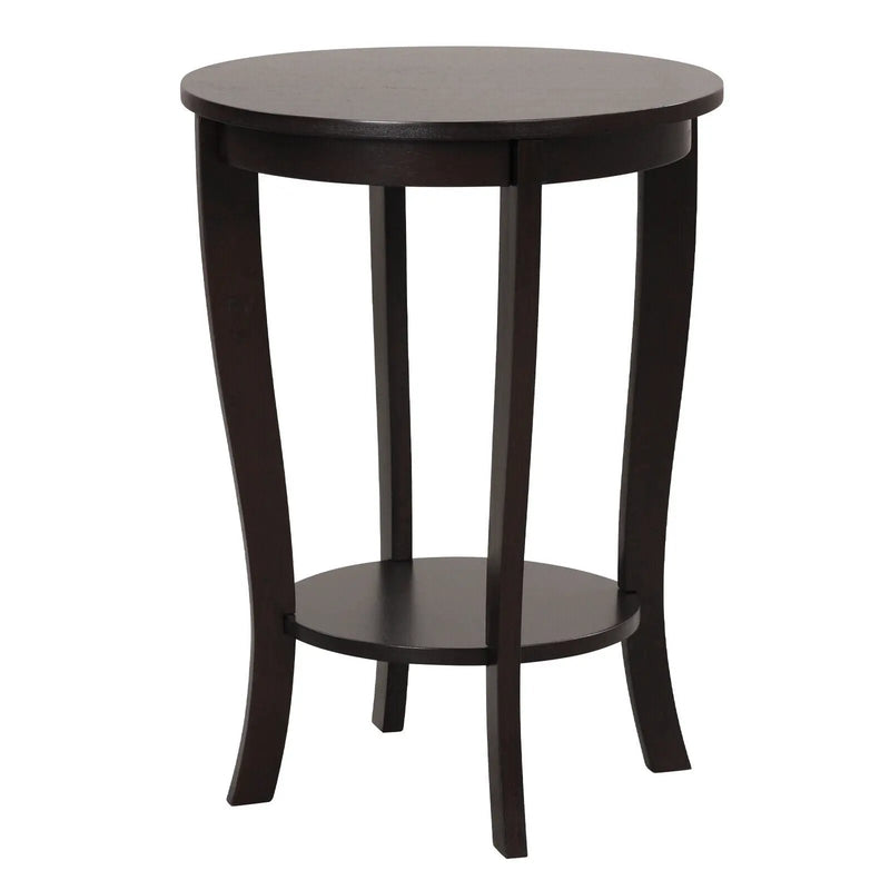 2-tier Round End Table with Solid Wood Legs by DirectDeals