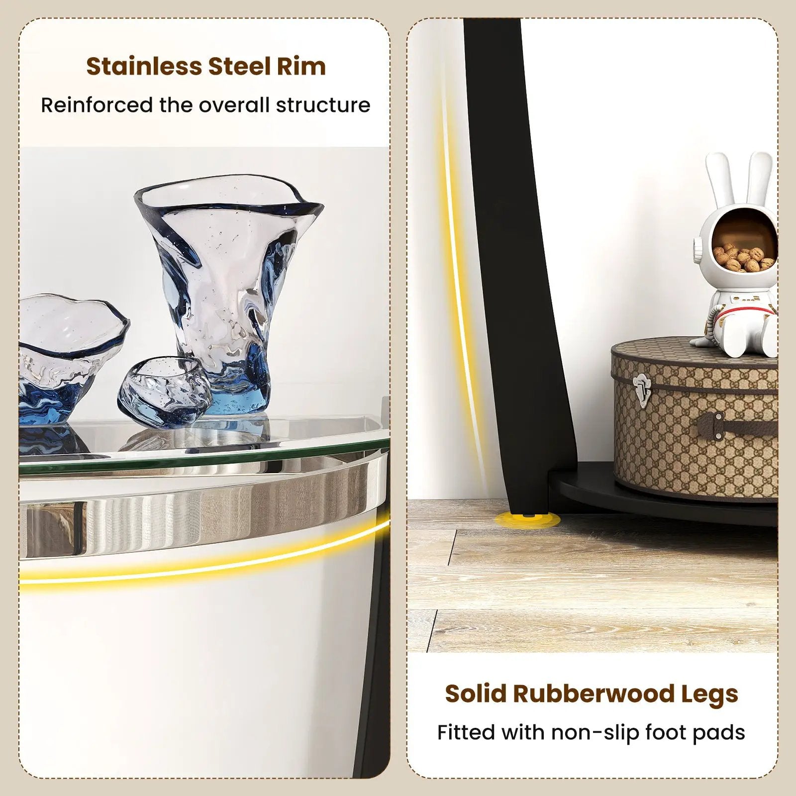 2-tier Tempered Glass Console Table with Clear Glass Top and Open Shelf by DirectDeals