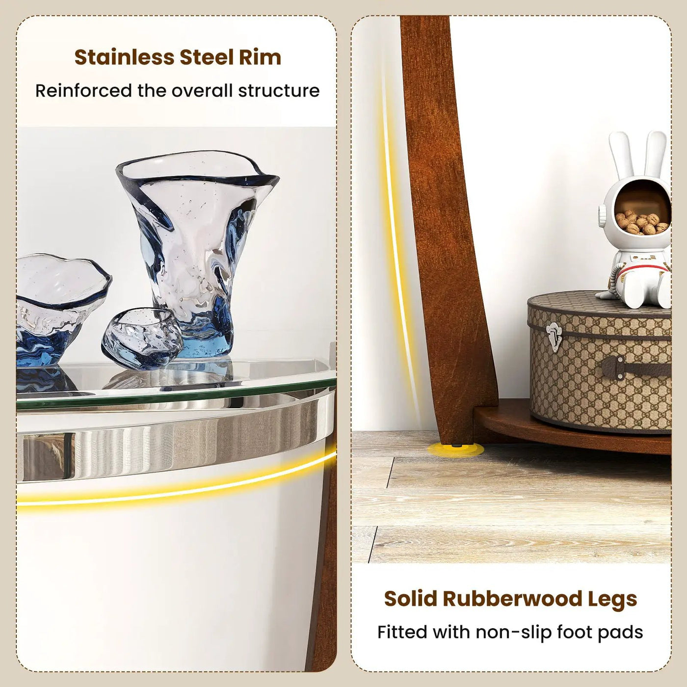 2-tier Tempered Glass Console Table with Clear Glass Top and Open Shelf by DirectDeals