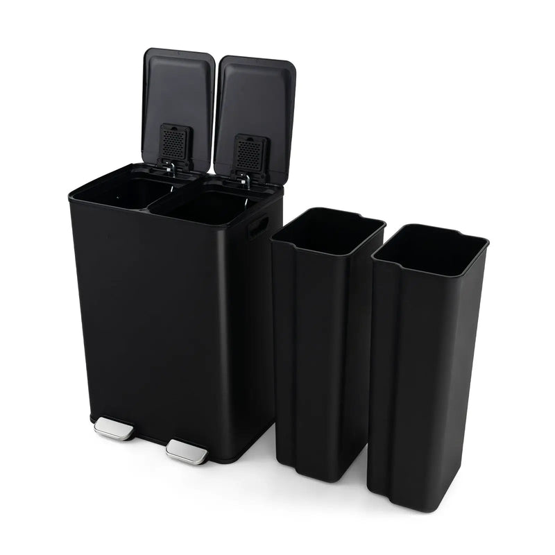 2 x 8 Gal Dual Compartment Trash Can-Silver by DirectDeals